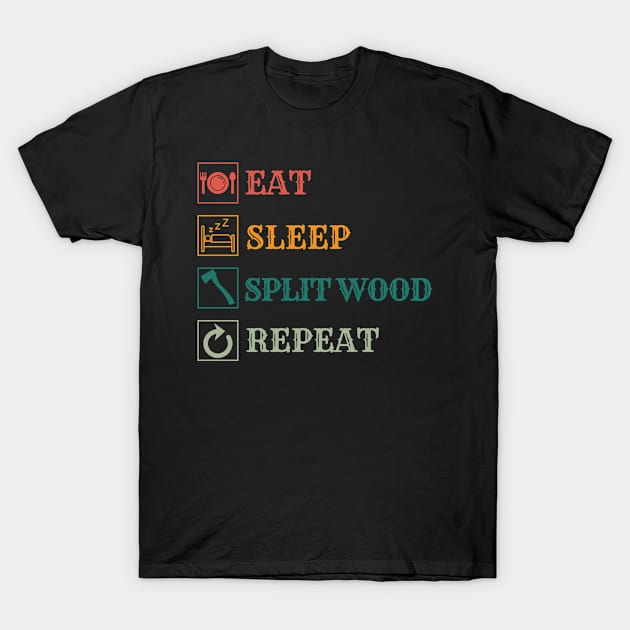 Eat Sleep Split wood repeat T-Shirt by Modawear